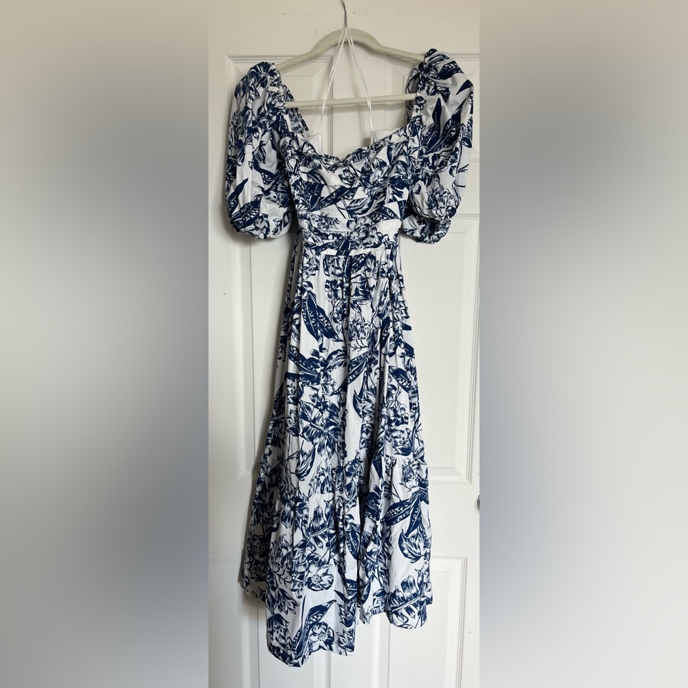 Abercrombie & Fitch Emerson Poplin Puff Sleeve Midi Dress